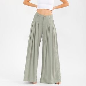 Wide Leg Women's Pants in Sage Green